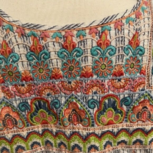 JOHNNY WAS Workshop Tamia Peasant Tunic Dress in Stripes Medium🆕⌚📦🏃💨🚚 - Picture 9 of 13